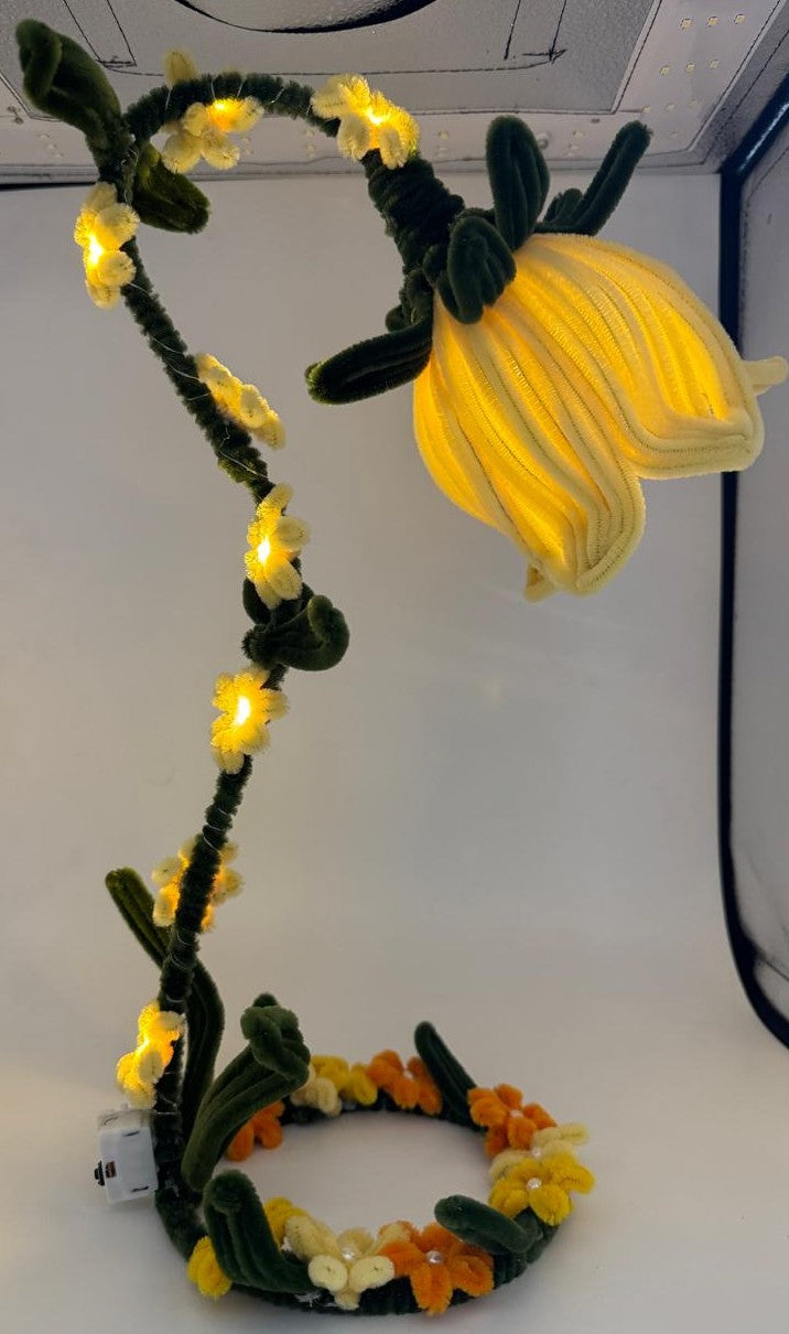 Lamp Pipe Cleaner Hand made Flower LED Lamp – Decorative Bedside Night Light