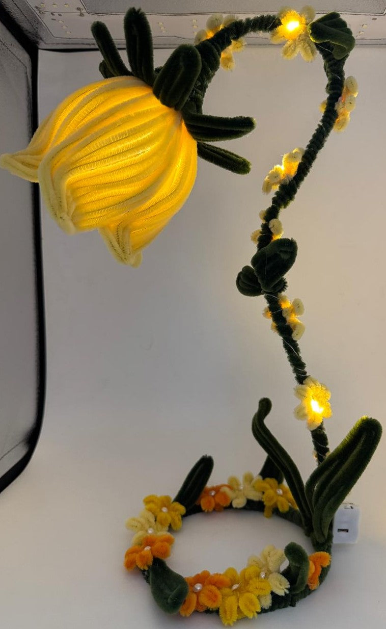 Lamp Pipe Cleaner Hand made Flower LED Lamp – Decorative Bedside Night Light