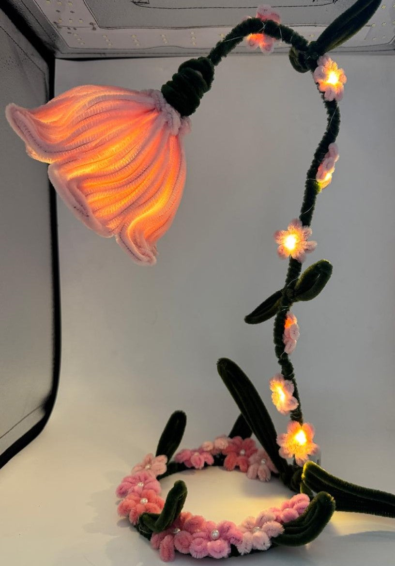 Lamp Pipe Cleaner Hand made Flower LED Lamp – Decorative Bedside Night Light