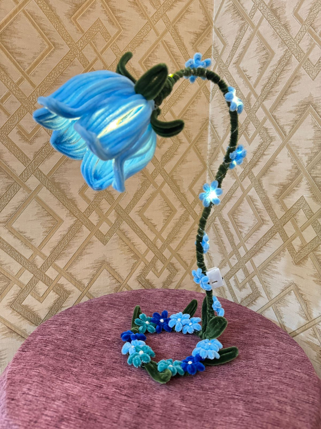Lamp Pipe Cleaner Hand made Flower LED Lamp – Decorative Bedside Night Light